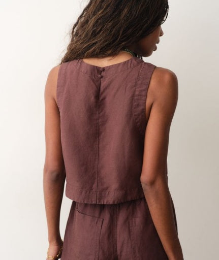 Quinn Linen Tank - Chocolate
