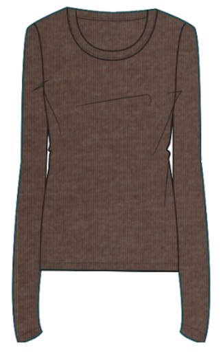 Mini Rib Long Sleeve Crew Tee Chocolate