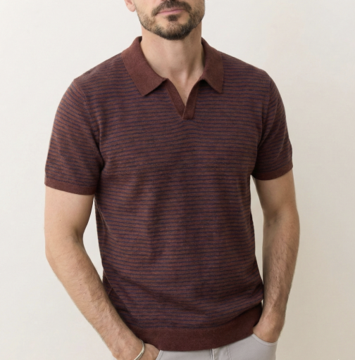 Liam Sweater Polo - Red/Navy Stripe
