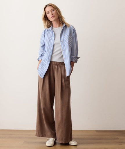 Jane Relaxed Shirt In Cali Poplin Blue Stripe