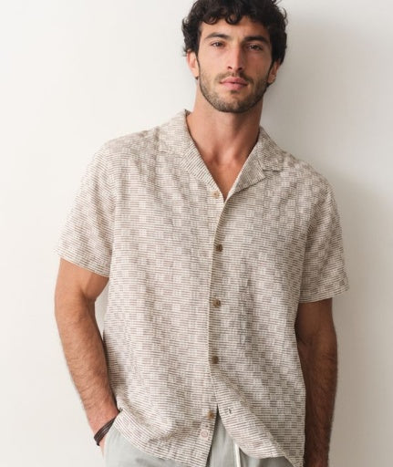 Dobby Resort Shirt - Natural/Brown Check