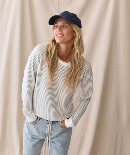 Reversible Raglan Heather Grey Stripe