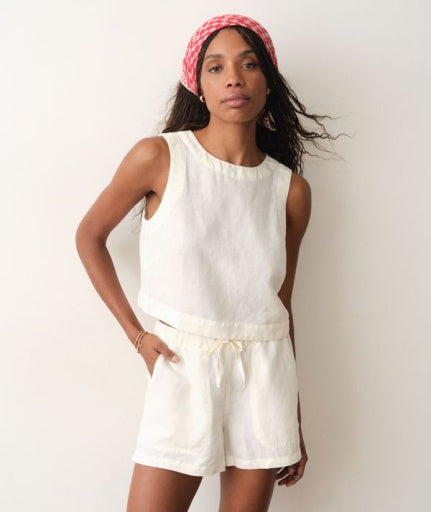 Quinn Linen Tank - Antique White