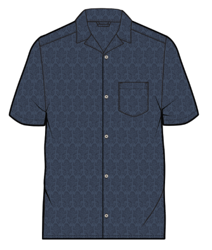 Stretch Selvage Resort Shirt - Navy Block Print