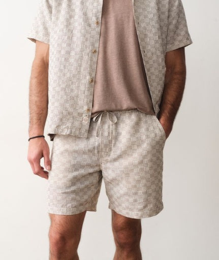 Saturday Dobby Short 6" - White/Brown Check