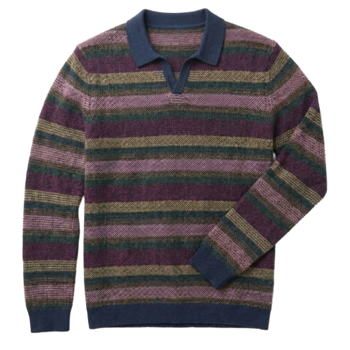 Liam Sweater Polo Burgundy Multi Stripe