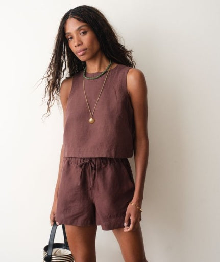 Quinn Linen Tank - Chocolate