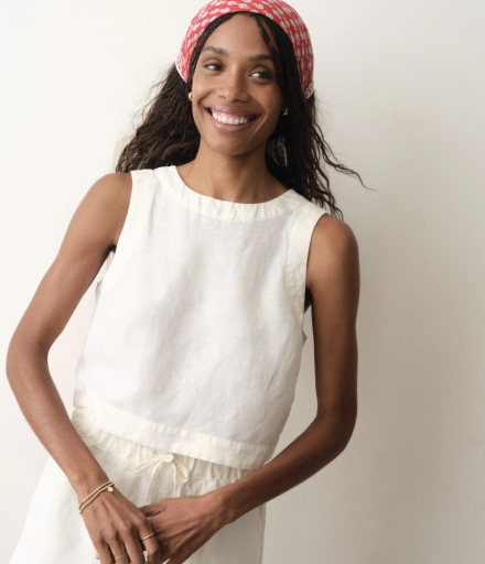 Quinn Linen Tank - Antique White