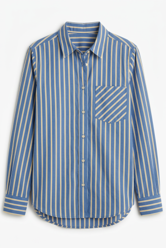 Jane Relaxed Shirt In Cali Poplin Blue Stripe