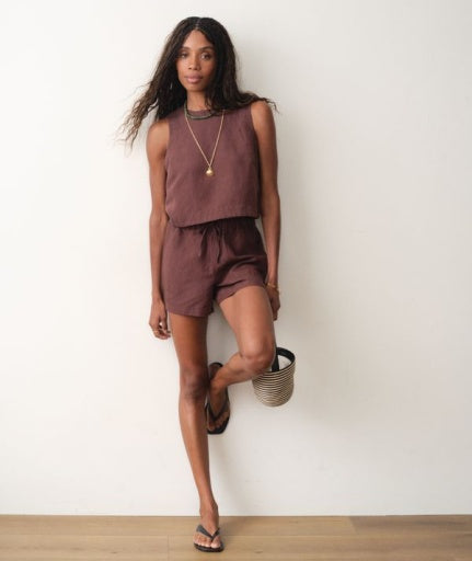Quinn Linen Tank - Chocolate
