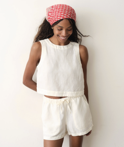 Quinn Linen Tank - Antique White