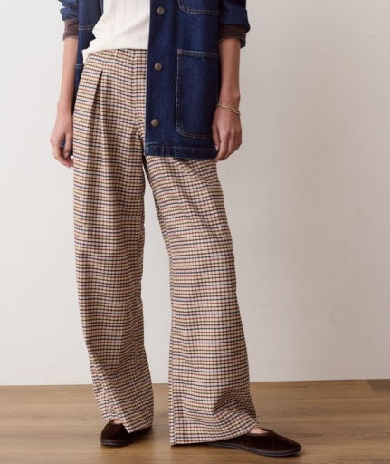 Allison Pleated Moleskin Trouser Fall Check