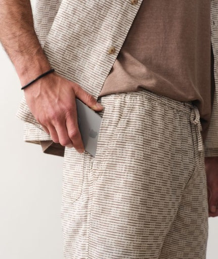 Saturday Dobby Short 6" - White/Brown Check