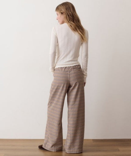 Allison Pleated Moleskin Trouser Fall Check