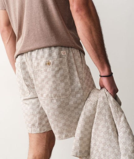 Saturday Dobby Short 6" - White/Brown Check