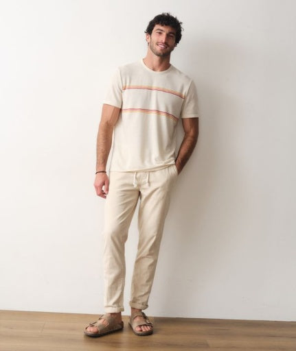 Signature Jacquard Crew Tee - White Sunset Stripe