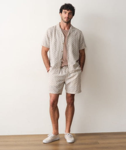 Saturday Dobby Short 6" - White/Brown Check