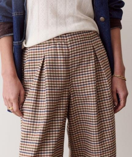 Allison Pleated Moleskin Trouser Fall Check
