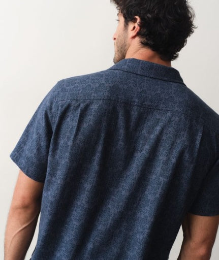 Stretch Selvage Resort Shirt - Navy Block Print