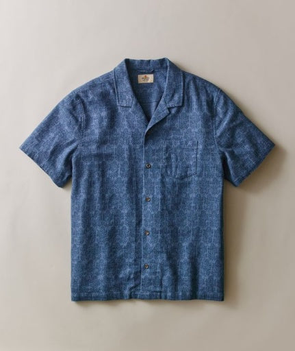 Stretch Selvage Resort Shirt - Navy Block Print