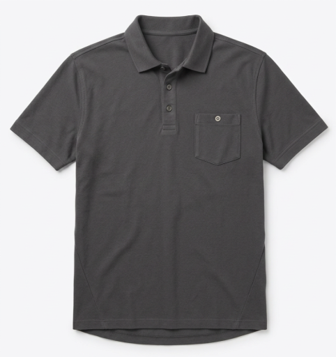 Luxe Slub Pocket Polo - Asphalt