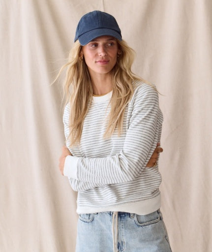 Reversible Raglan Heather Grey Stripe