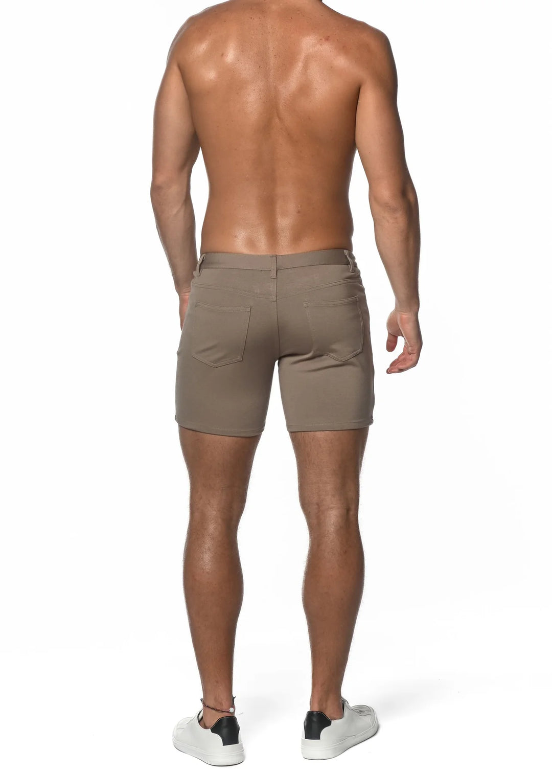 Dark Khaki 5" Inseam Stretch Knit Jeans Shorts St-1932