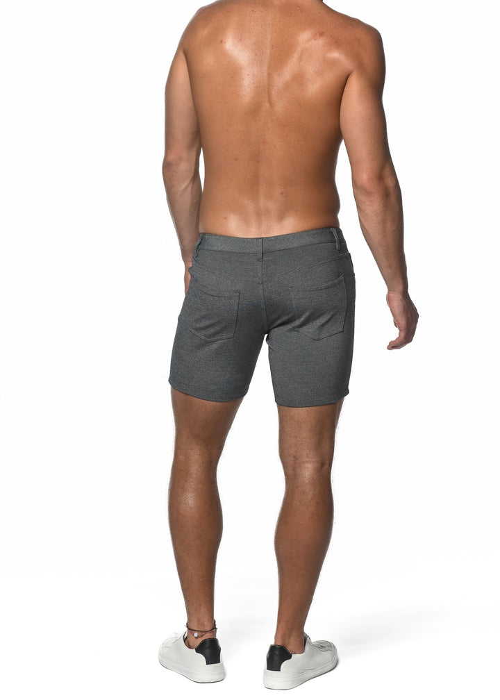 Grey 5" Inseam Stretch Knit Jeans Shorts St-1932