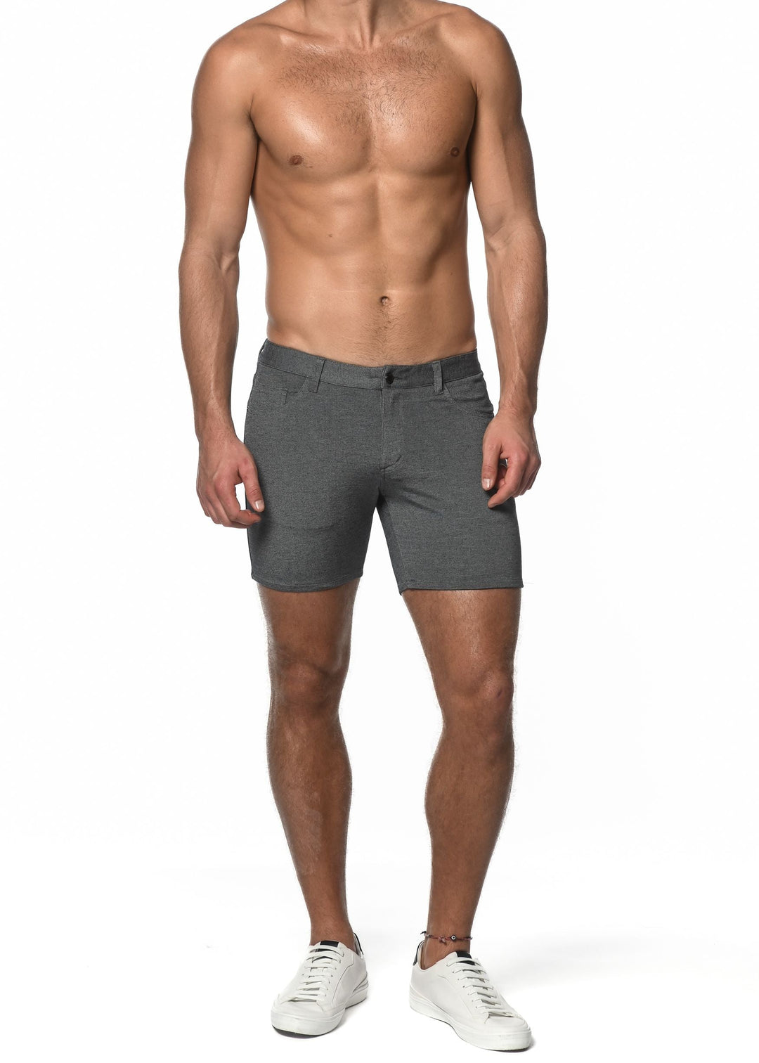 Grey 5" Inseam Stretch Knit Jeans Shorts St-1932