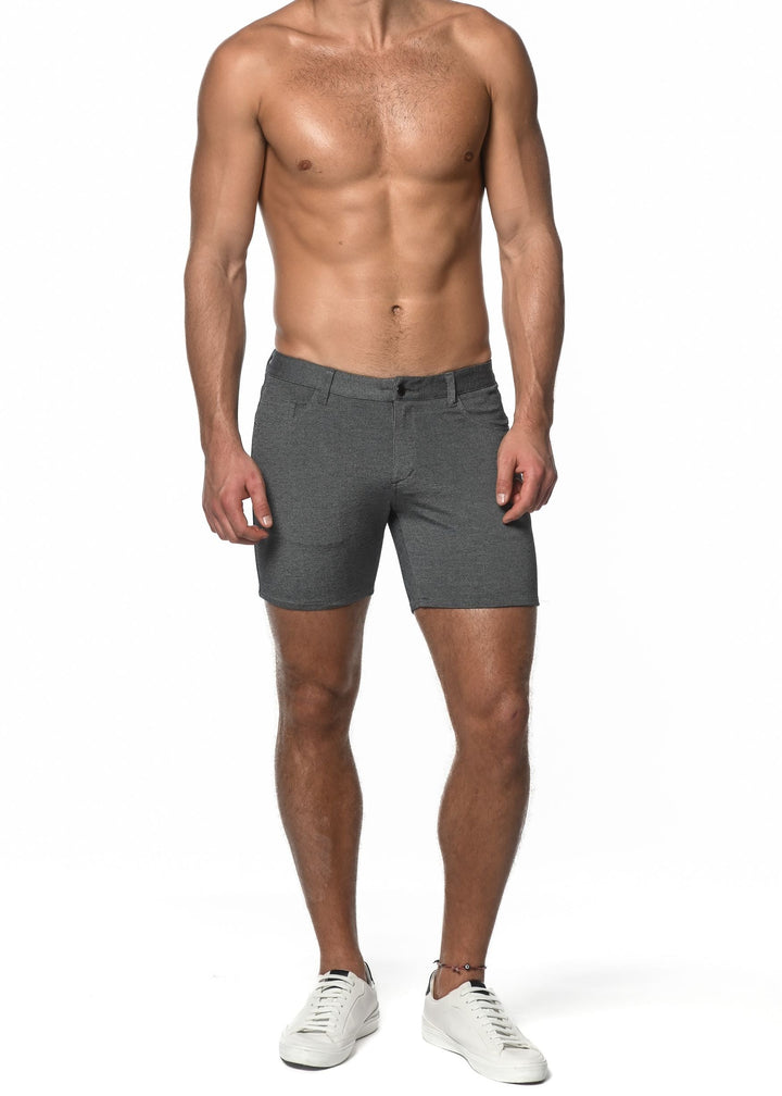Grey 5" Inseam Stretch Knit Jeans Shorts St-1932
