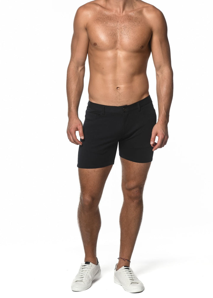 Navy 5" Inseam Stretch Knit Jeans Shorts  St-1932
