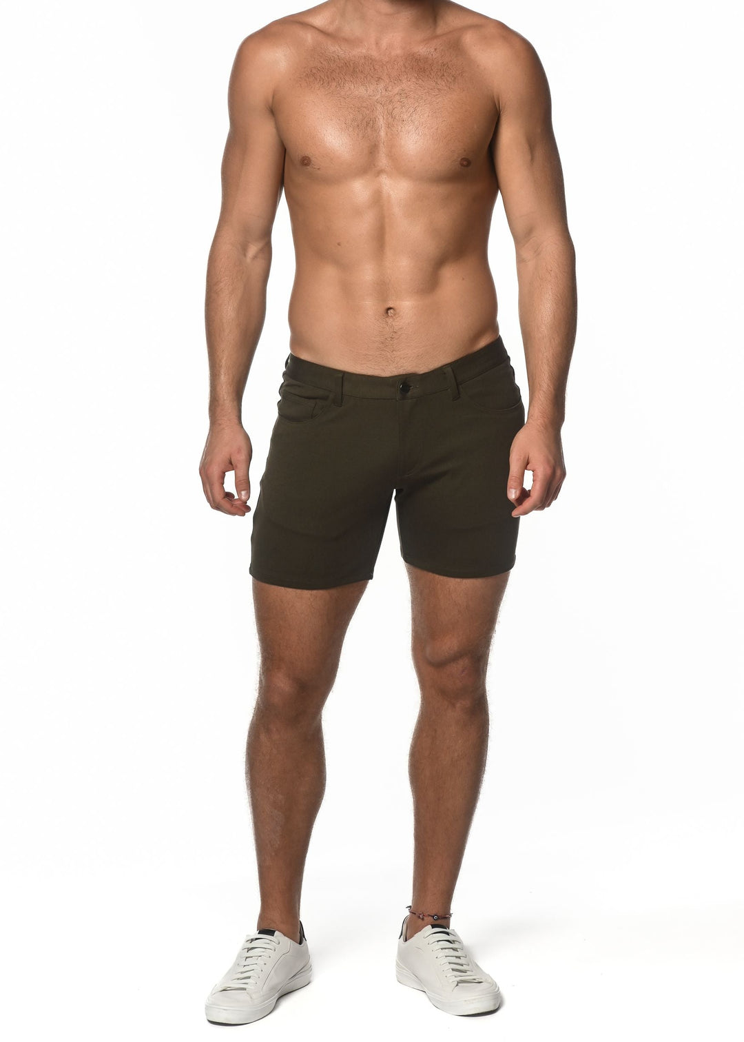 Olive 5" Inseam Stretch Knit Jeans Shorts St-1932