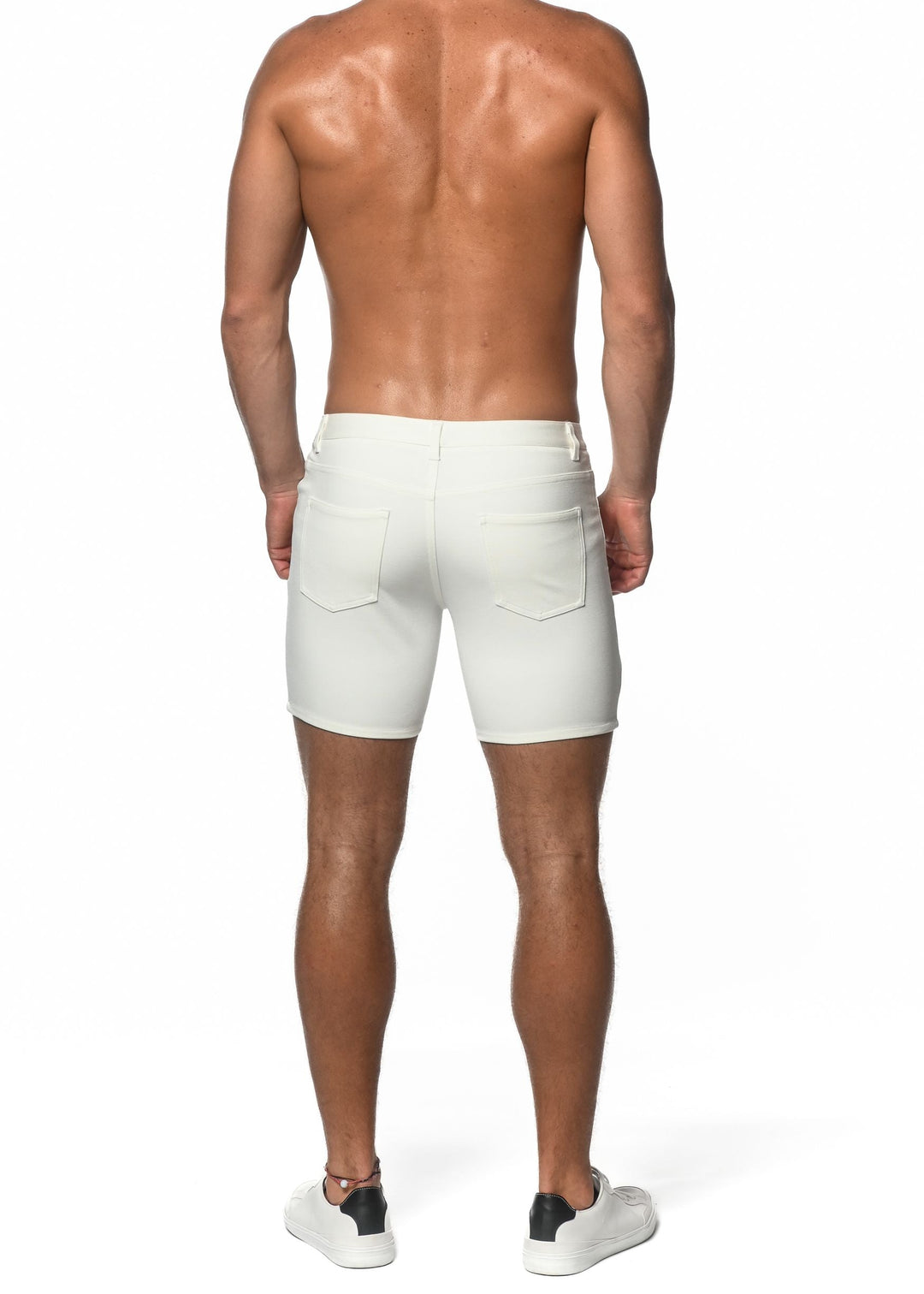 White 5" Inseam Stretch Knit Jeans Short St-1932