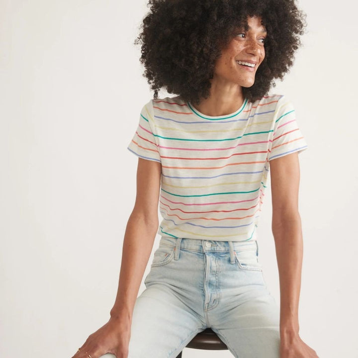Swing Crew Tee Rainbow Stripe