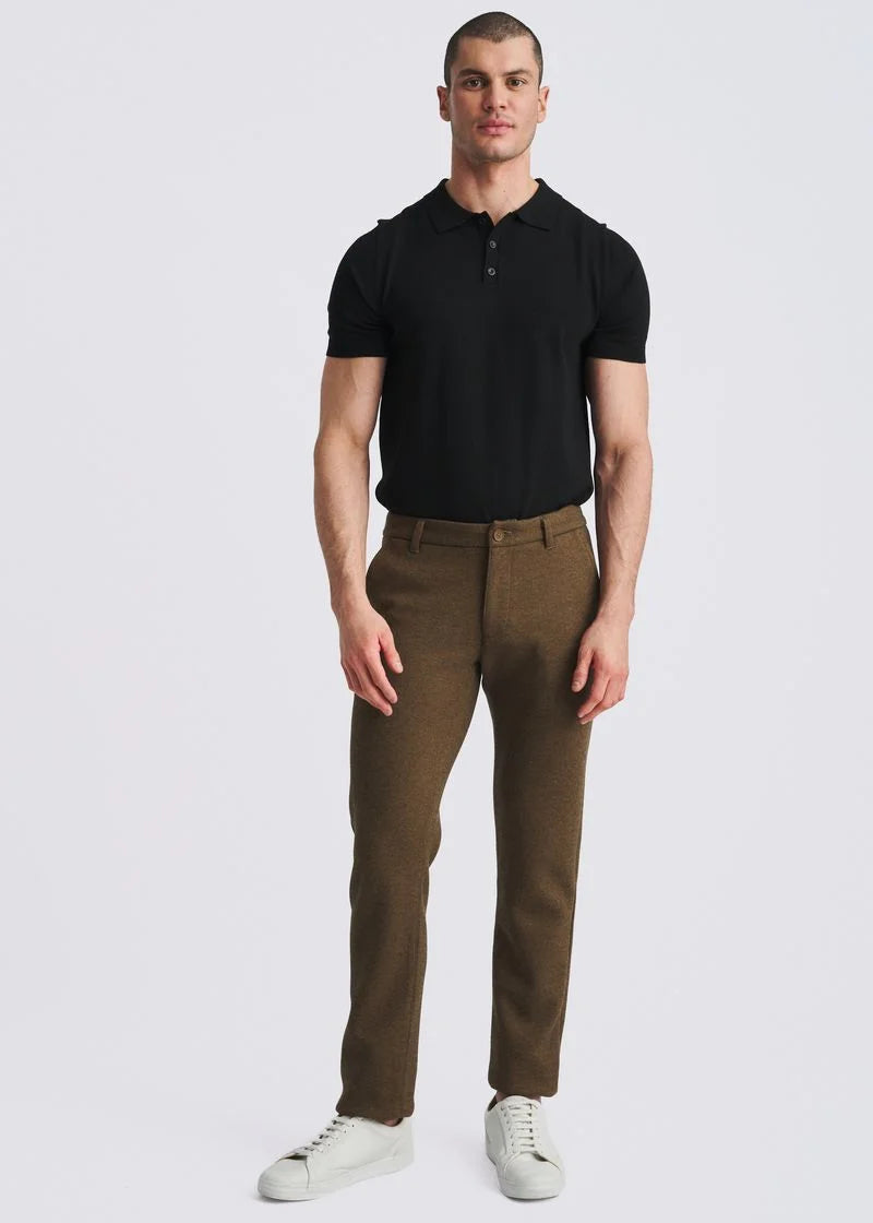Wool-Look Stretch Knit Tailored Pants