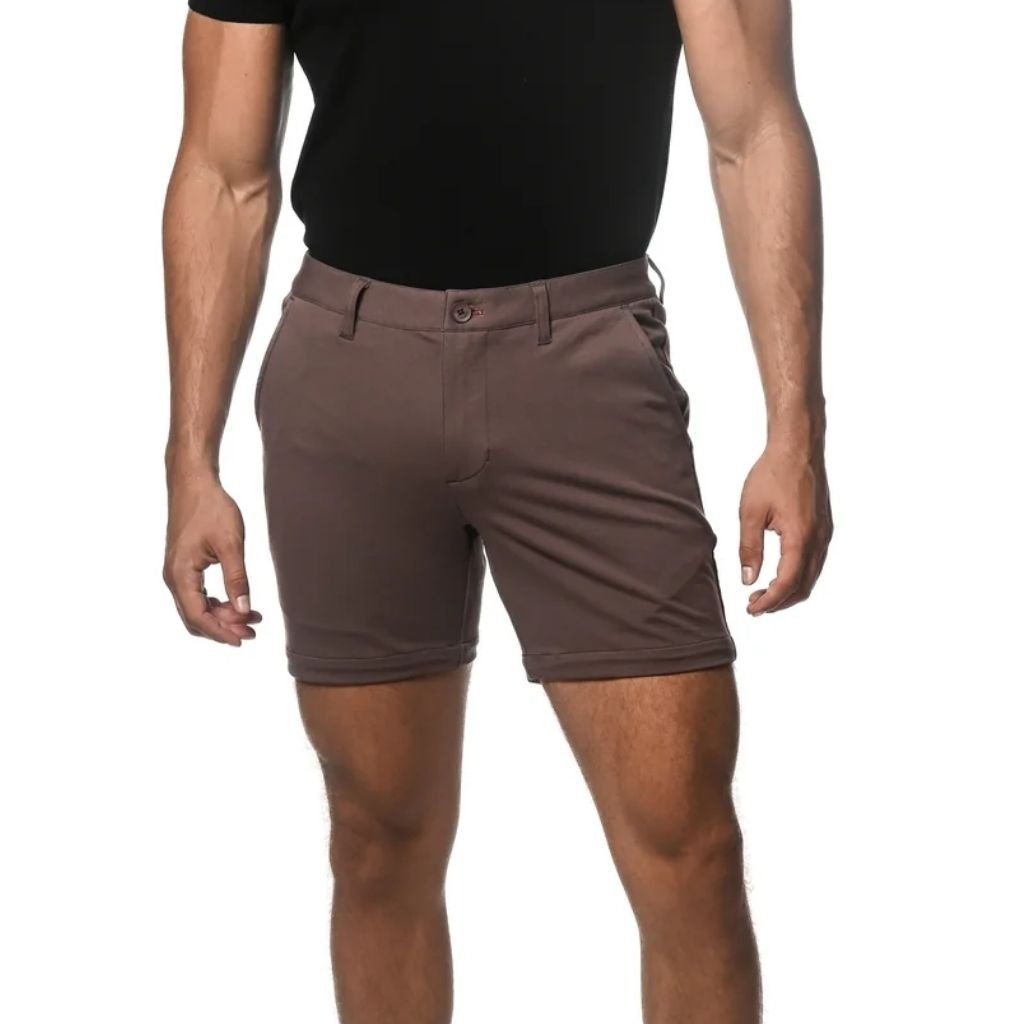 Pewter 6" Inseam Textured Stretch Woven Chino Shorts PM-2545