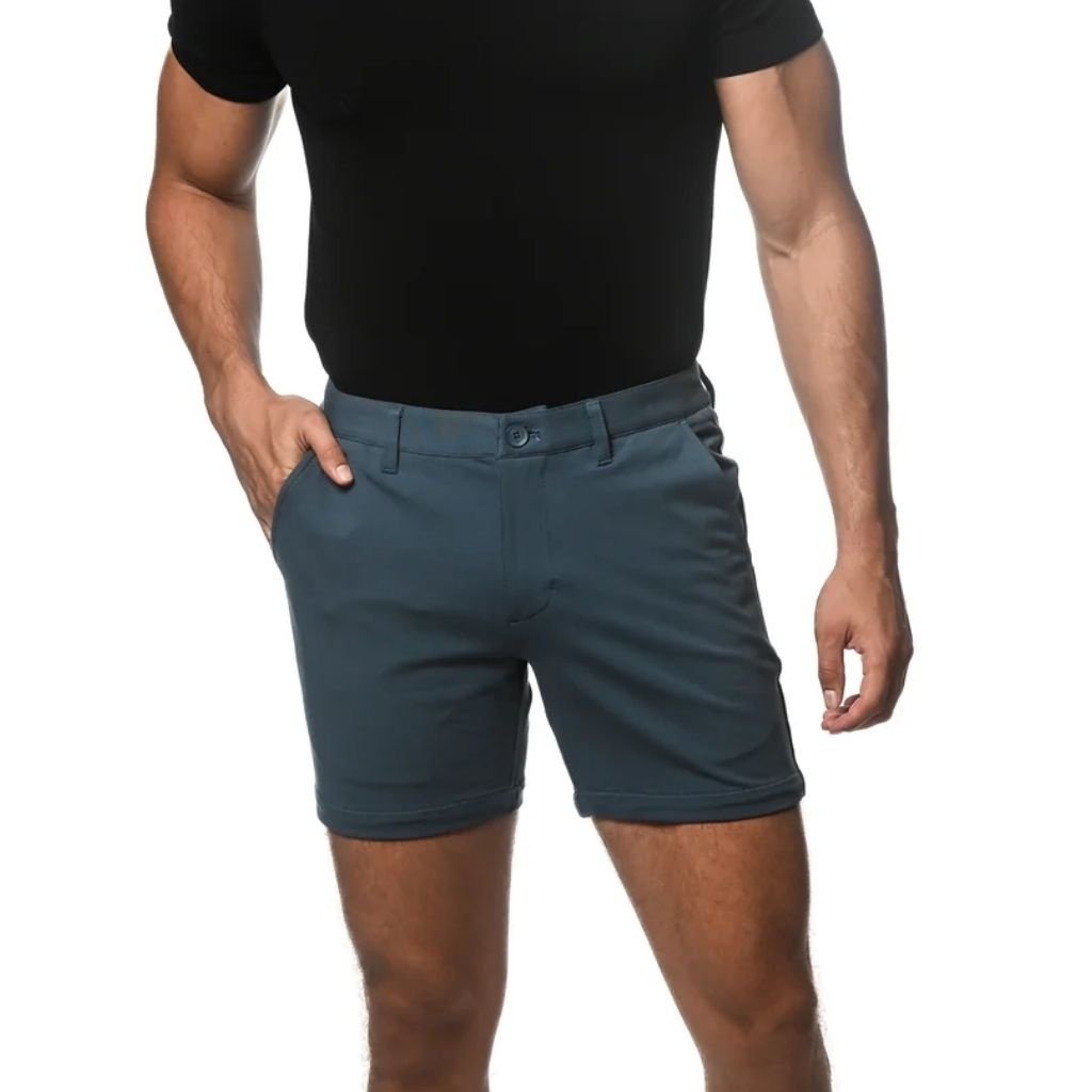 Pewter 6" Inseam Textured Stretch Woven Chino Shorts PM-2545
