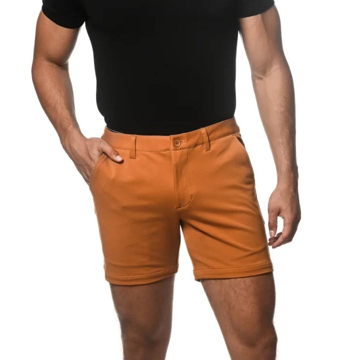 Pewter 6" Inseam Textured Stretch Woven Chino Shorts PM-2545