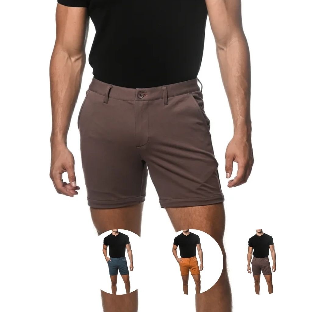 Pewter 6" Inseam Textured Stretch Woven Chino Shorts PM-2545