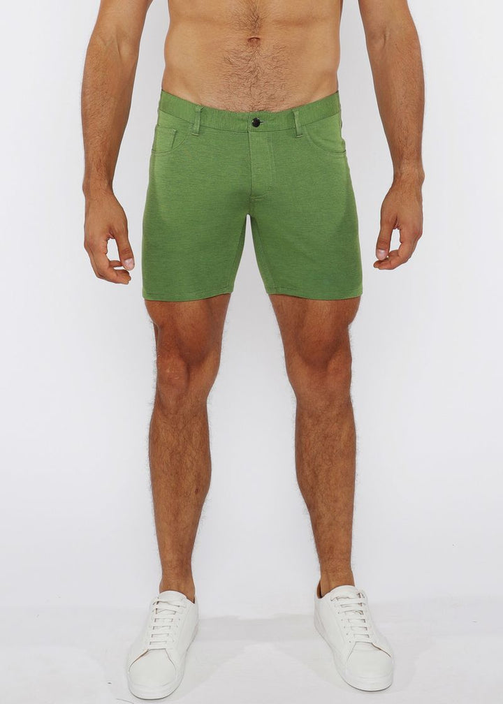Pea Shoot 5" Inseam Solid Stretch Knit Jeans Shorts St-1932