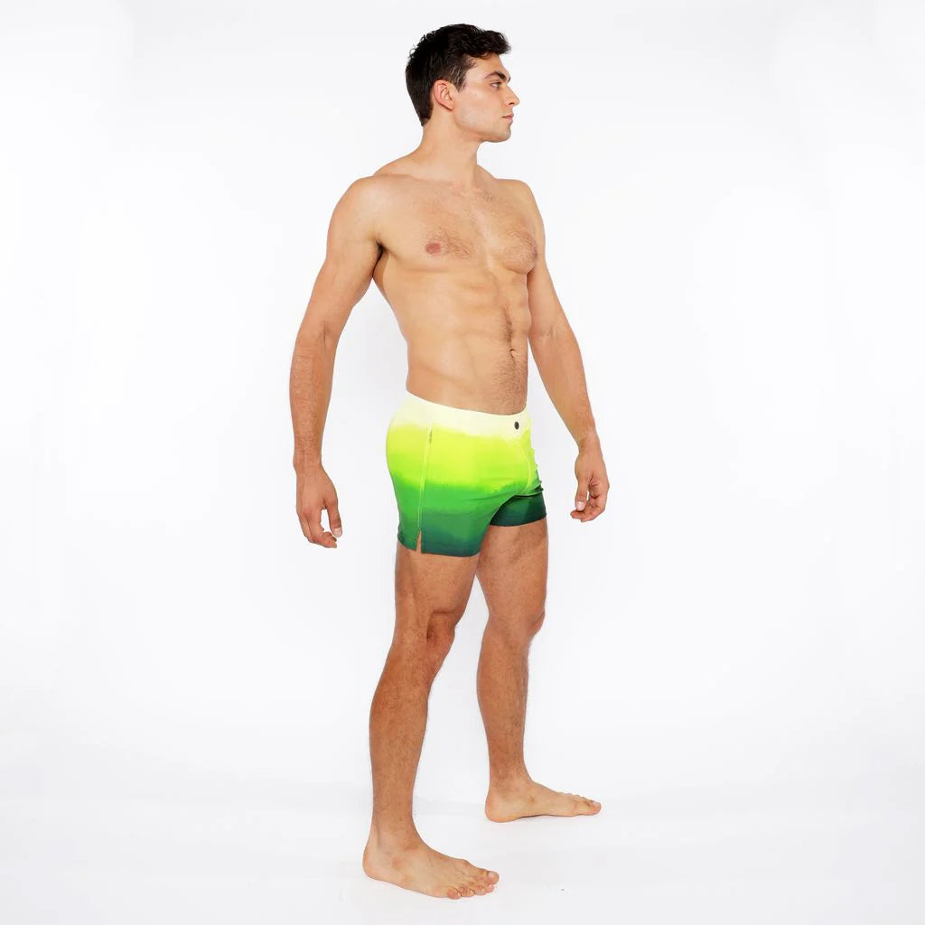 Green Gradient Printed Swim Short W/Mesh Brief Lining St-8024-05