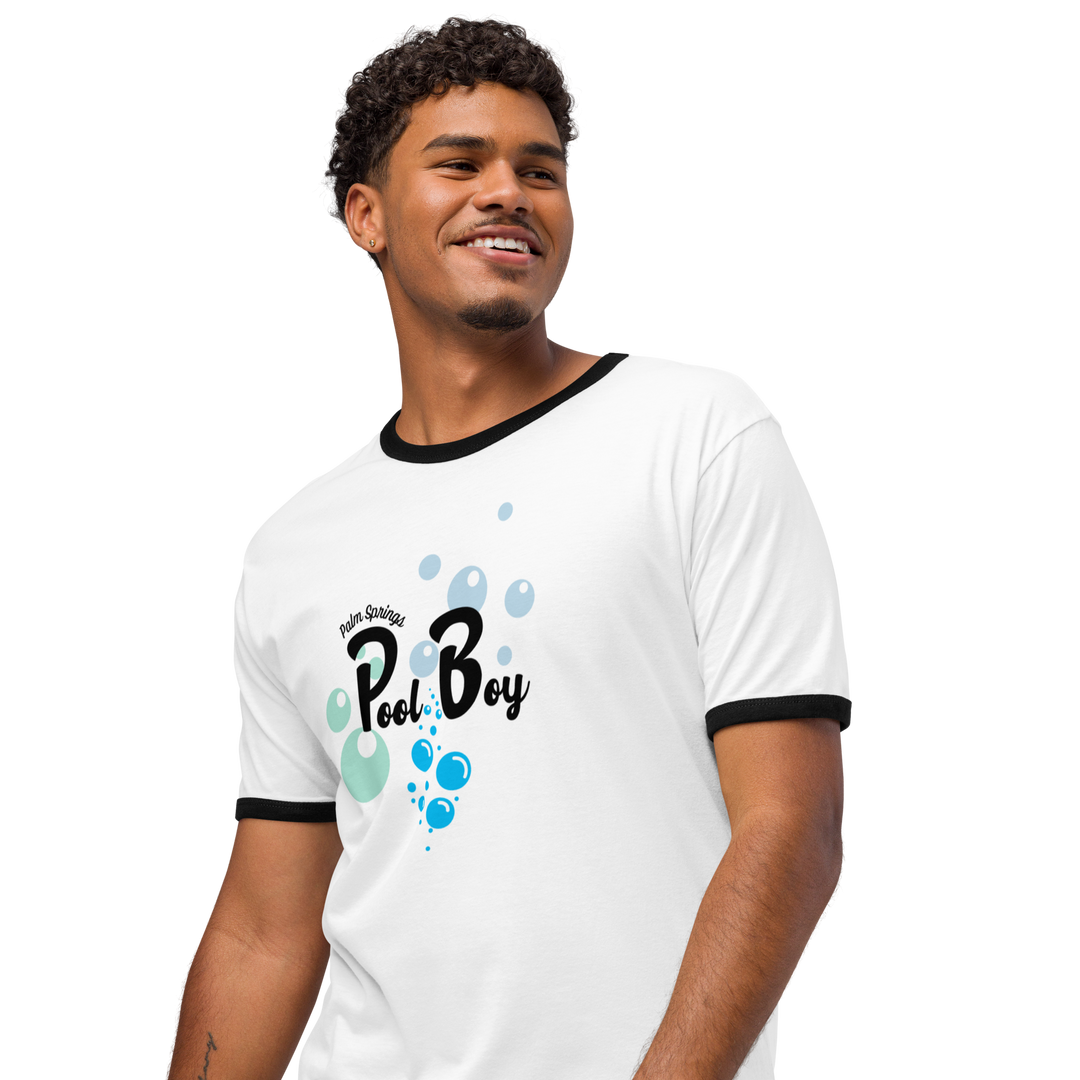 Palm Springs Pool Boy Graphic Ringer Tee