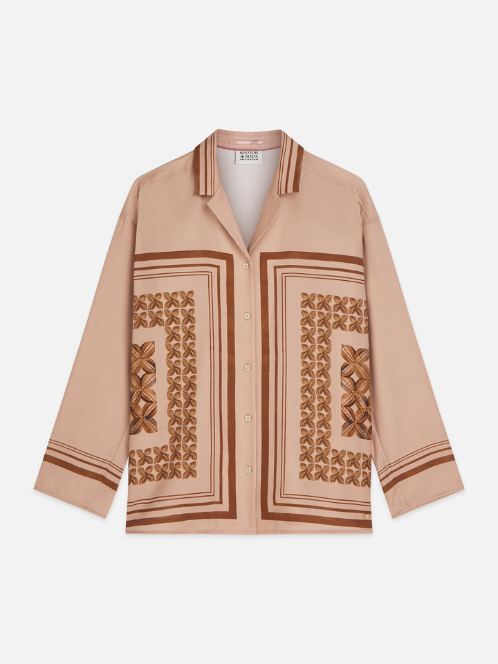 Placed Print Oversized-fit Shirt Rose Dust