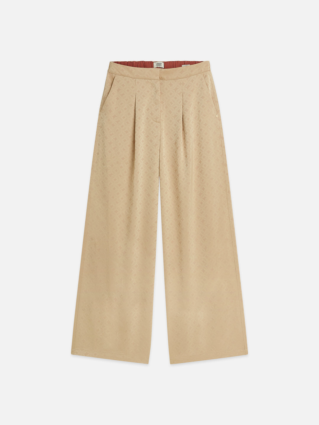 Eleni High-rise Wide-leg Jaquard Pant Doeskin