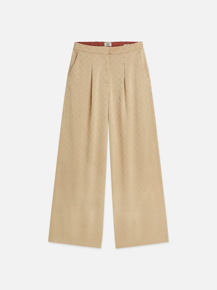 Eleni High-rise Wide-leg Jaquard Pant Doeskin