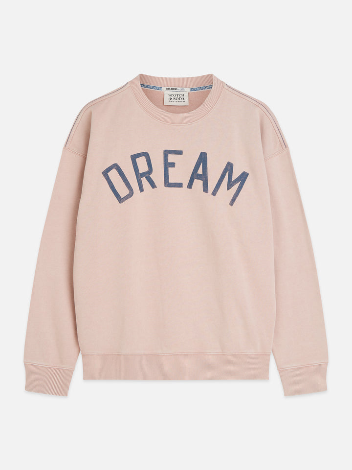 Front Artwork Washed Loose-Fit Sweatshirt Misty Rose
