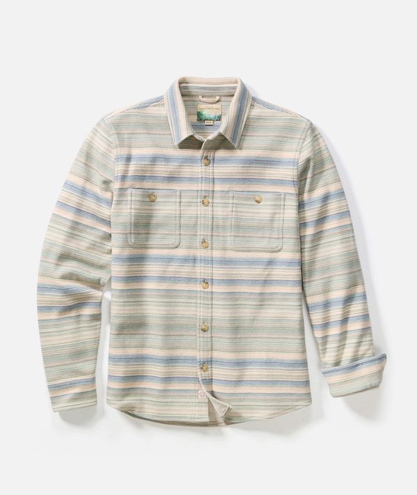 Pacifica Stretch Twill Overshirt Blue/Green Baja Stripe