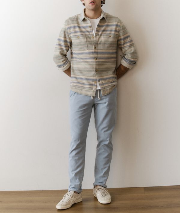 Pacifica Stretch Twill Overshirt Blue/Green Baja Stripe