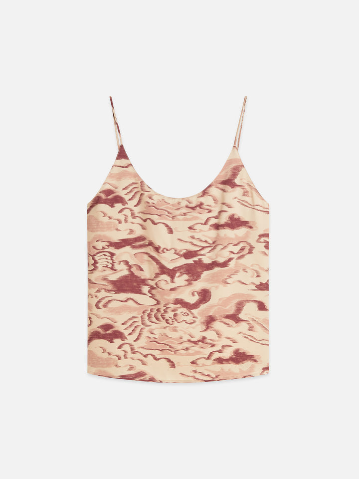 Printed Jersey/Woven Tank - Clouds Red
