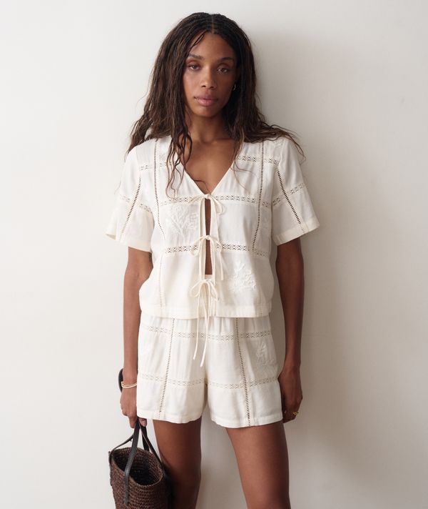Marella Embroidered Top Antique White